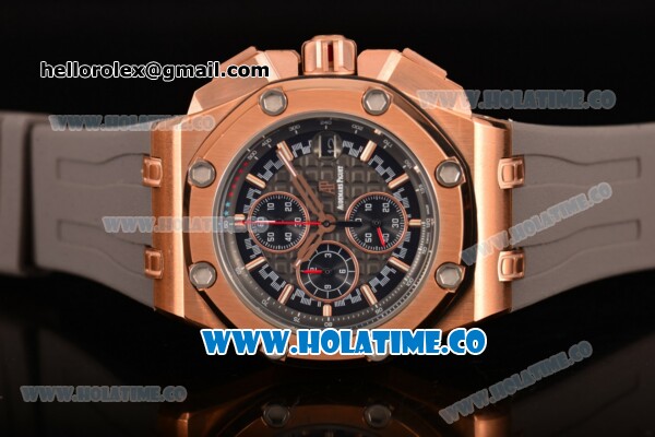 Audemars Piguet Royal Oak Offshore Miyota Quartz Rose Gold Case with Grey Dial and White Stick Markers (EF) - Click Image to Close